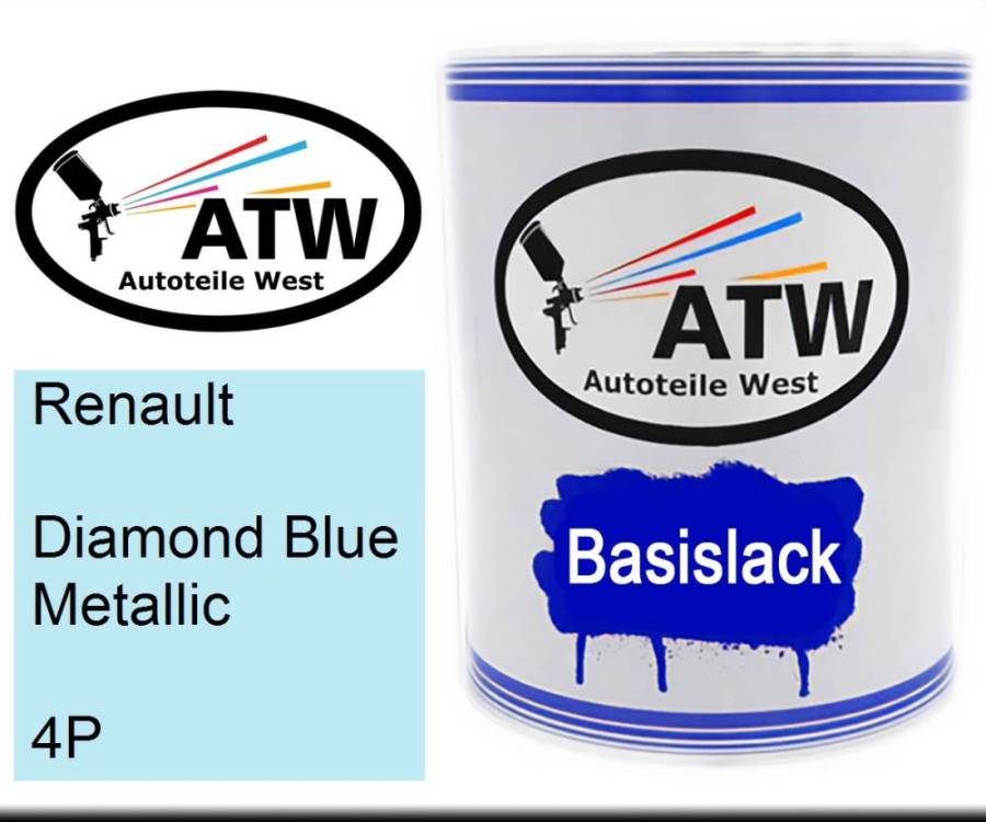 Renault, Diamond Blue Metallic, 4P: 1L Lackdose, von ATW Autoteile West.